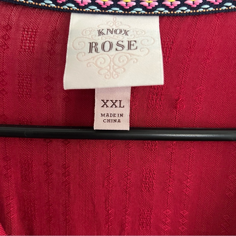 Womens KNOX ROSE Pretty Red Embroidered Top Size XXL - Picture 8 of 11